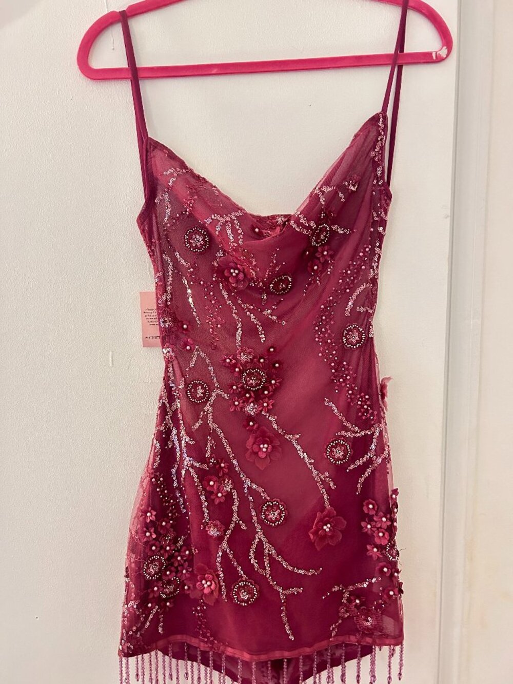 PrettyLittleThing Mauve Embellished Cowl Neck Mini Dress NWT